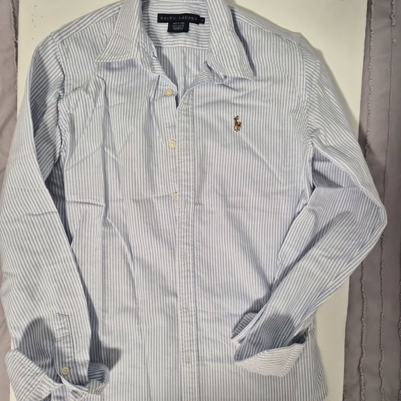 Ralph Lauren White and Blue Striped Shirt - Picture 2 of 7